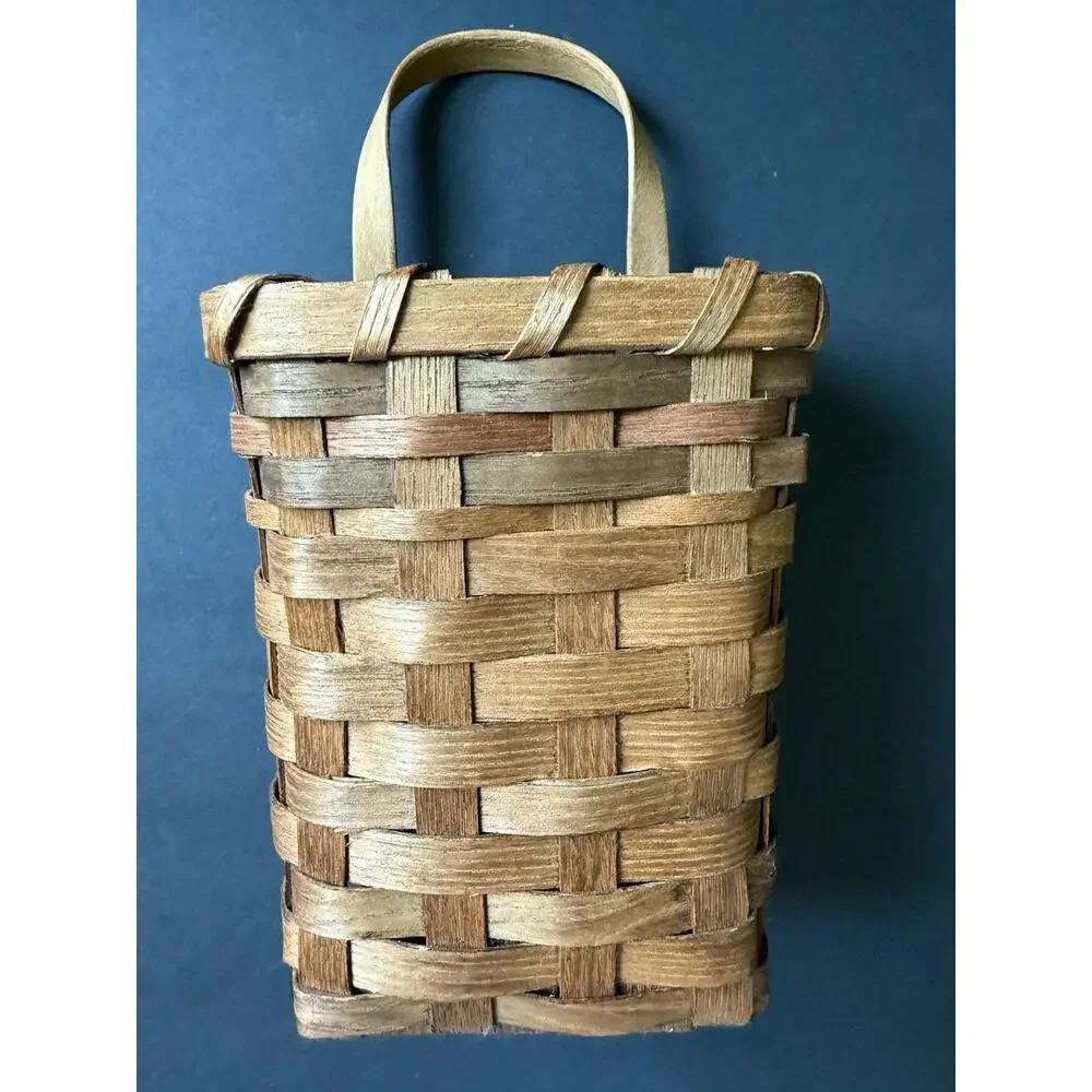 Woven Rattan Wall Hanging Baskets, Hand-Woven Wicker Storage Organizer, Porta...